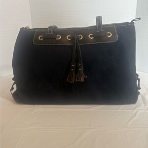 Vintage Dooney & Bourke Black Shoulder Bag with Gold Details